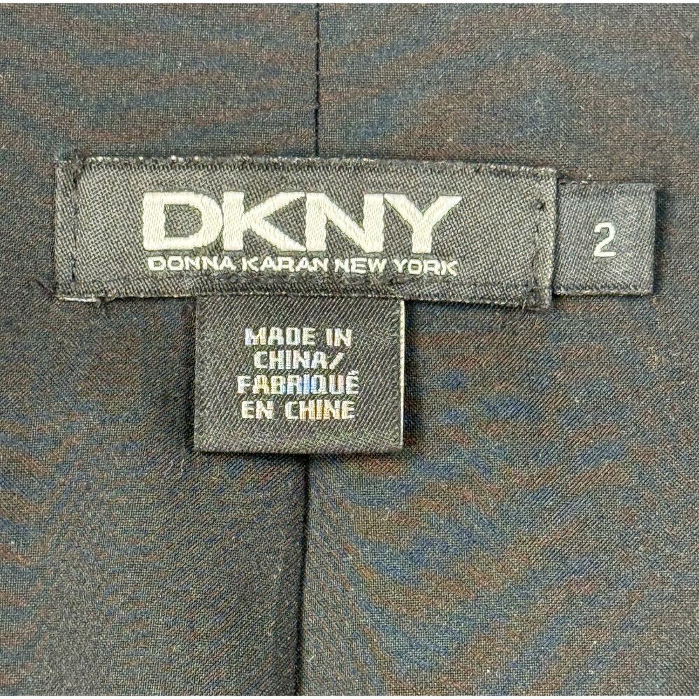 DKNY VTG Silk Black Slim-Fit One-Button Blazer Sz 2 - Picture 2 of 10